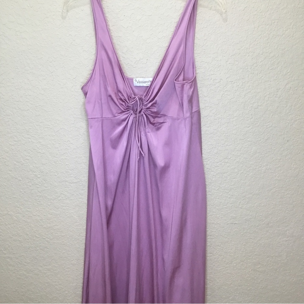 VTG 70's Vassarette Size 36 Pinkish Purple Long Nylon Keyhole Nightgown EUC